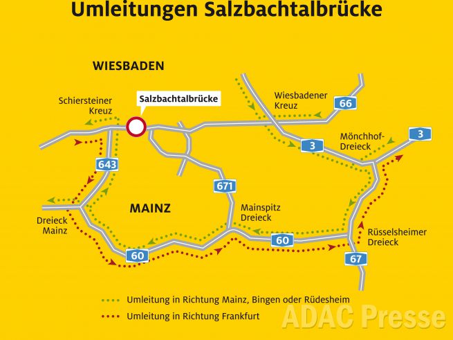 Umleitungsempfehlung Salzbachtalbrücke / ADAC Hessen-Thüringen e.V.