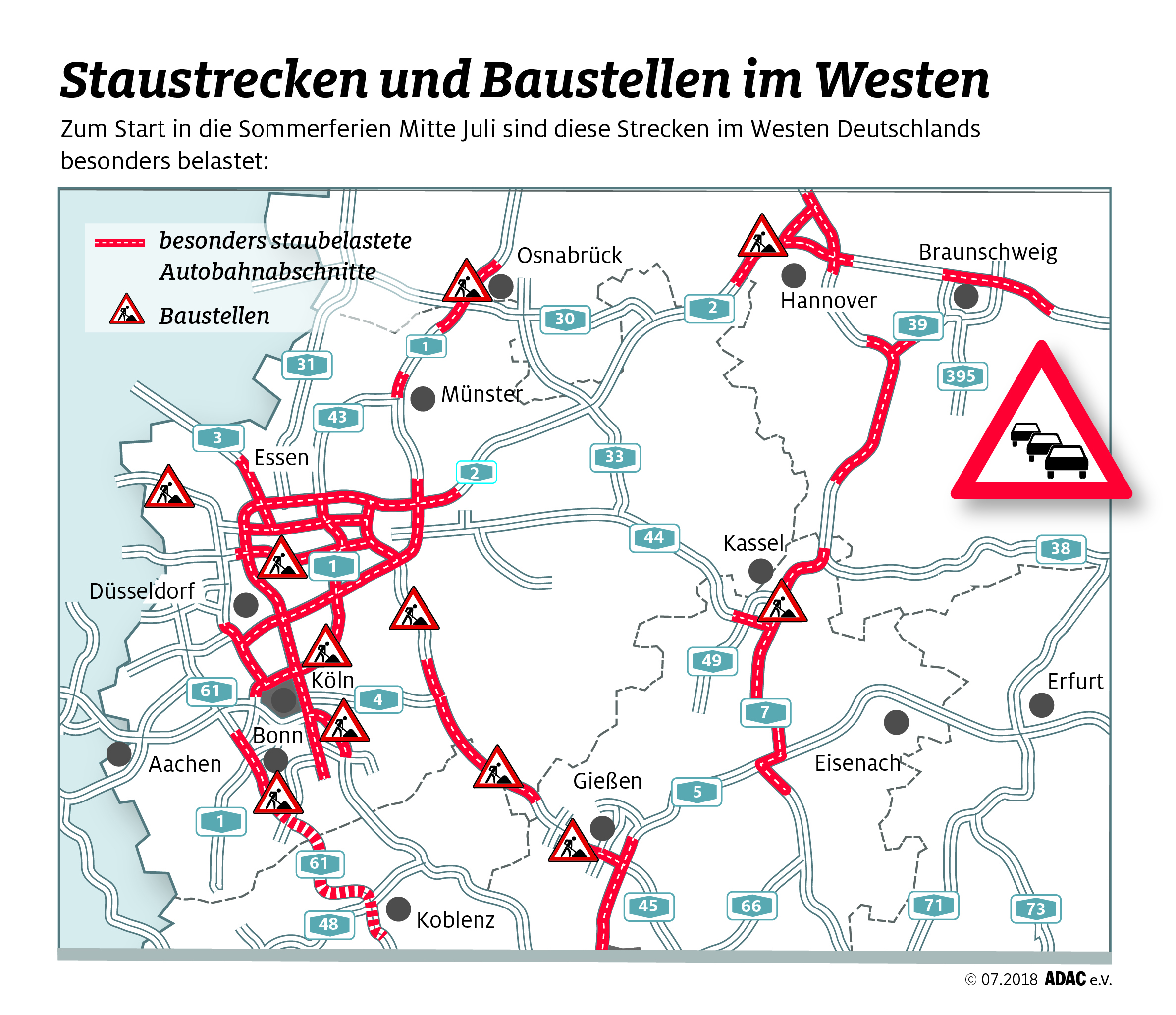 Sommerferien Start In Nrw Die Stauprognose Des Adac Nordrhein